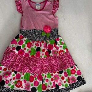 ZaZa Couture Kids Dress with Pink and Black Floral Design